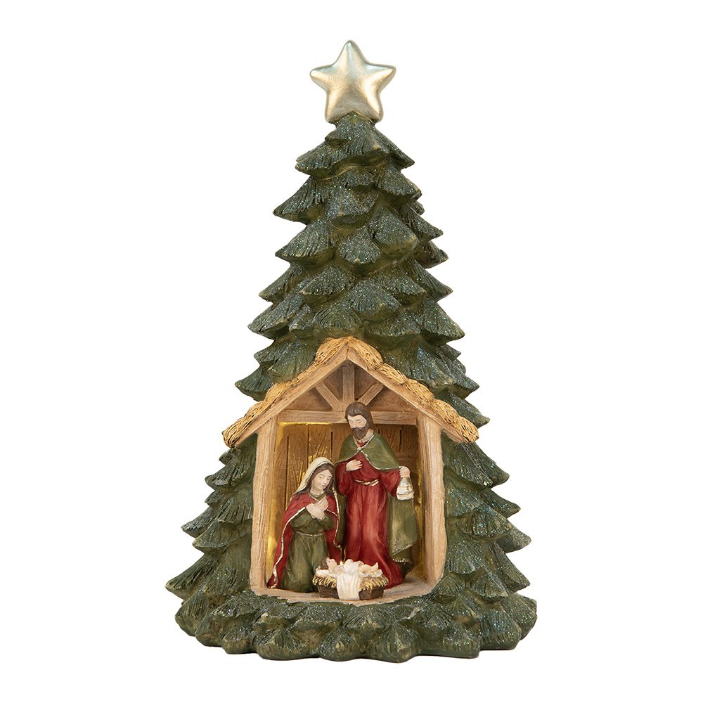 Weihnachtsdekoration mit LED-Beleuchtung Weihnachtsbaum Ø 15x25 cm Grün Kunststoff