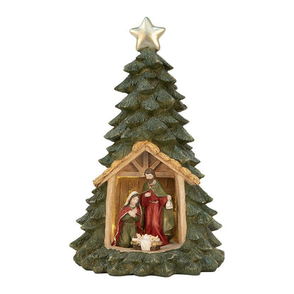 Weihnachtsdekoration mit LED-Beleuchtung Weihnachtsbaum Ø 15x25 cm Grün Kunststoff