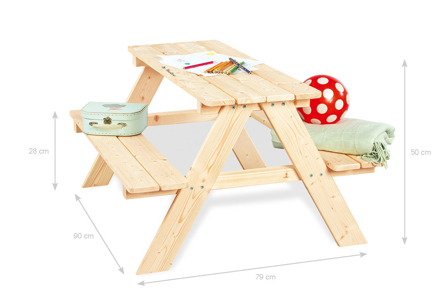 Children's seating set 'Nicki for 4', natural
