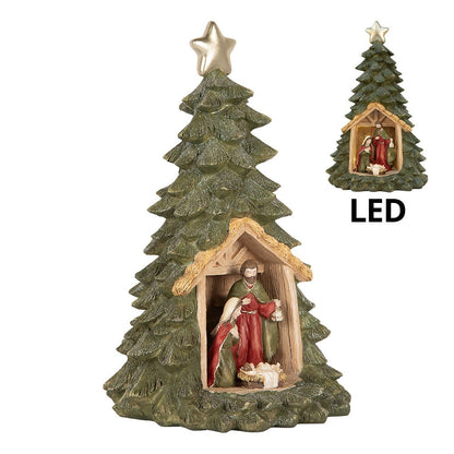 Weihnachtsdekoration mit LED-Beleuchtung Weihnachtsbaum Ø 15x25 cm Grün Kunststoff