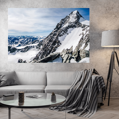Acrylglasbild - Verschneiter Alpengipfel im Winter