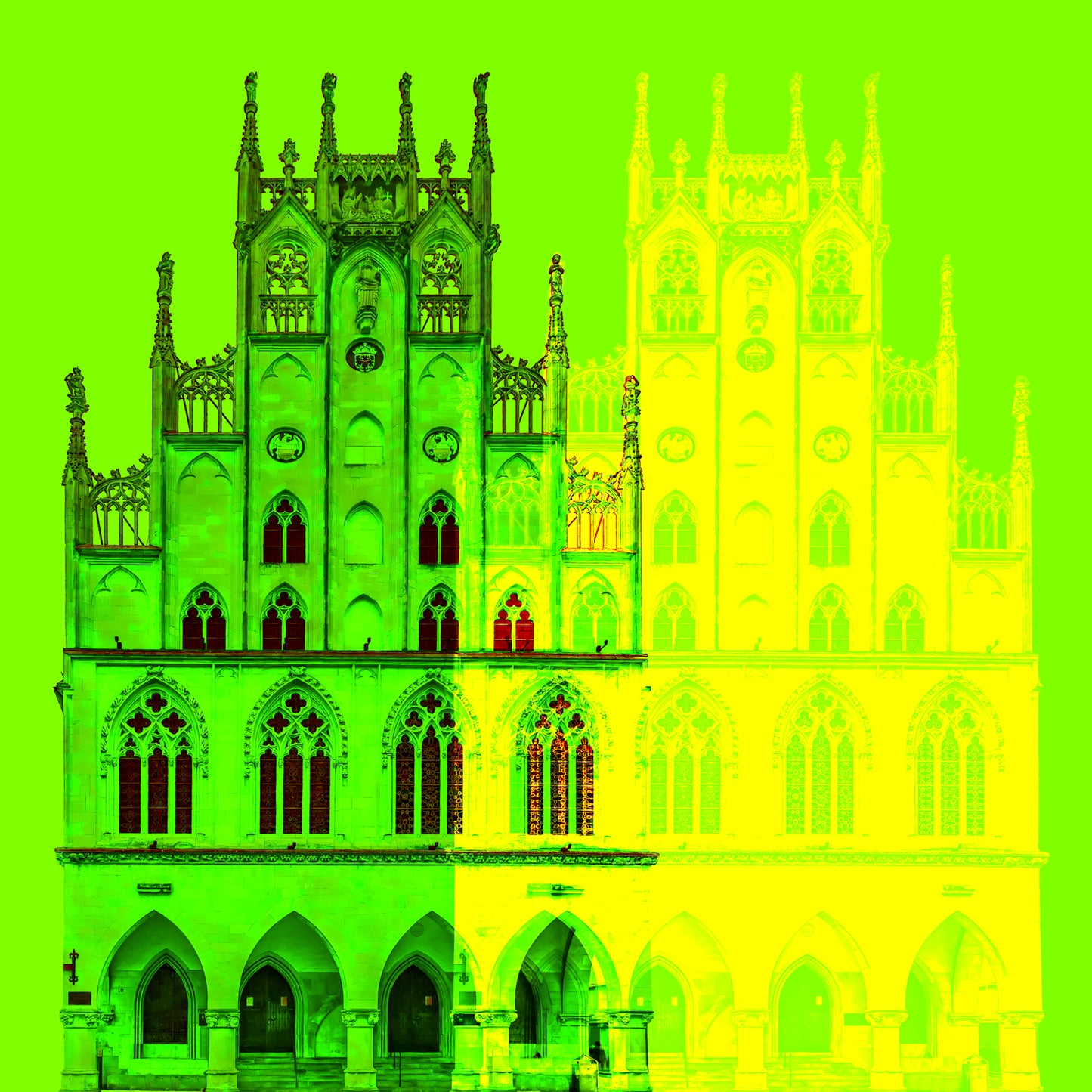 Acrylglasbild - Münster Historical City Hall Grün