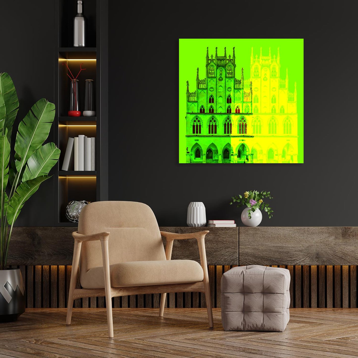 Acrylglasbild - Münster Historical City Hall Grün