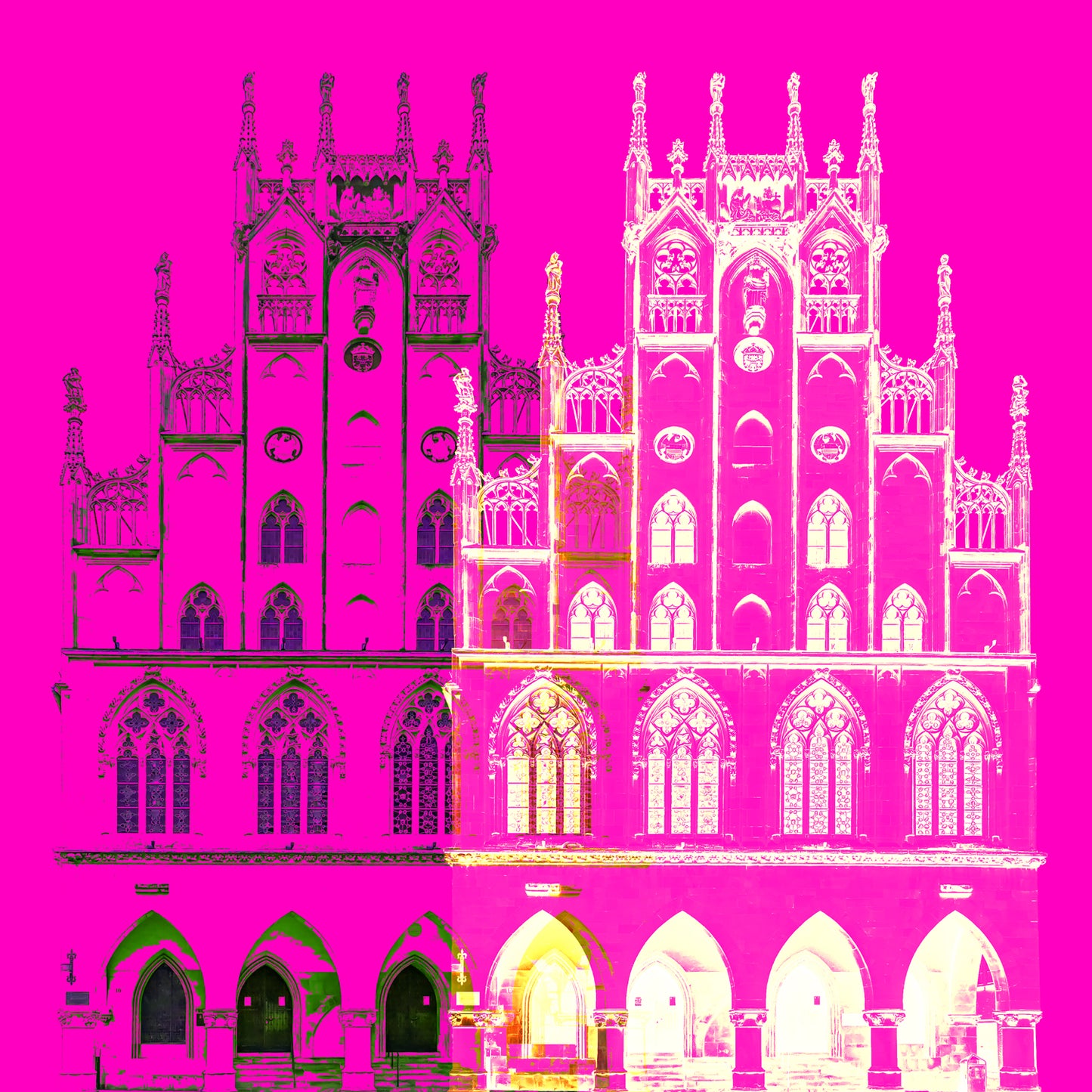 Acrylglasbild - Münster Historic City Hall Pink