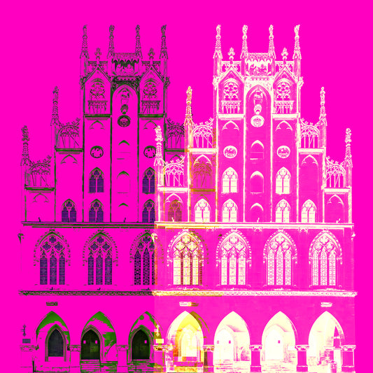 Acrylglasbild - Münster Historic City Hall Pink