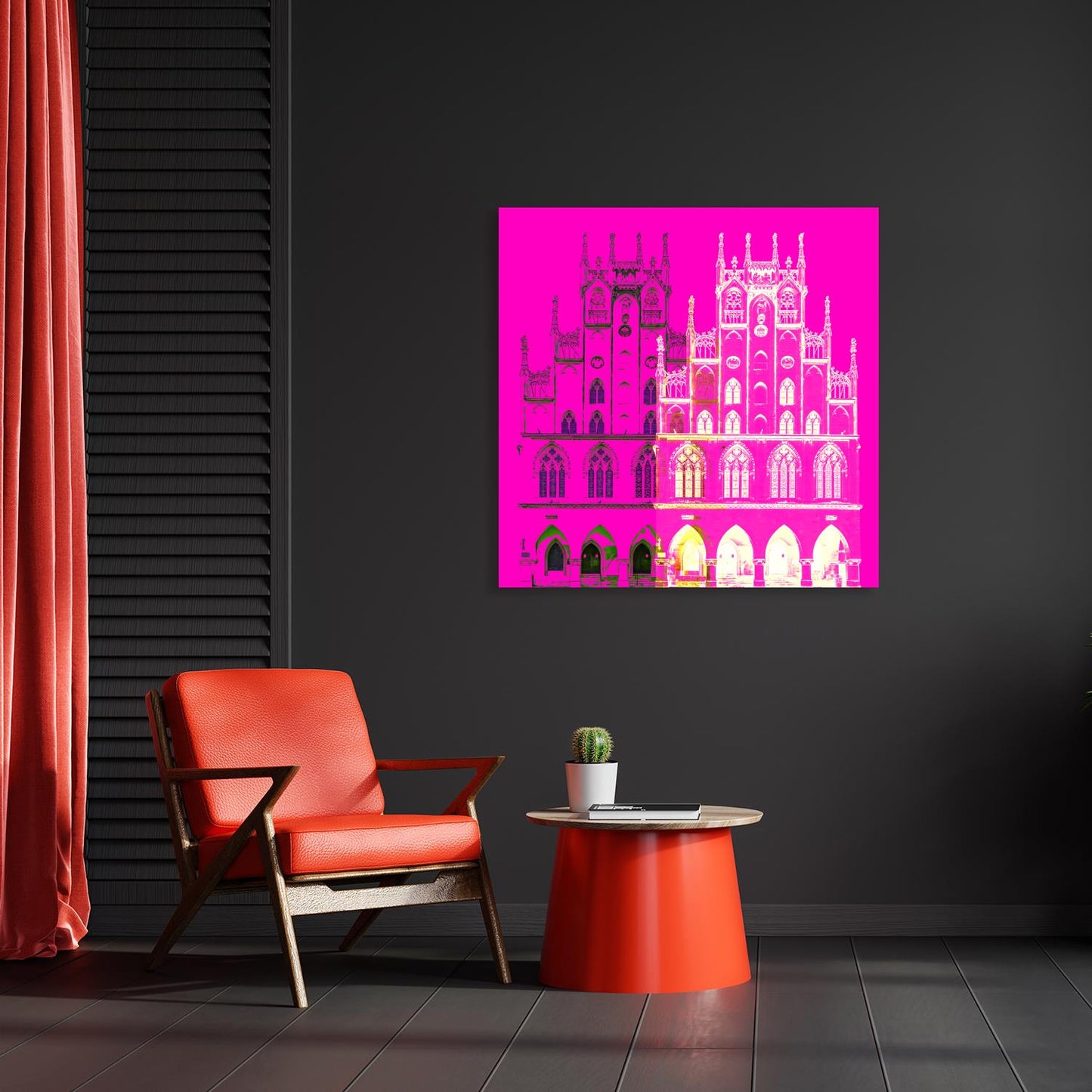 Acrylglasbild - Münster Historic City Hall Pink