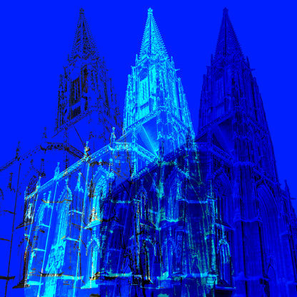 Acrylglasbild - Münster Lamberti Kirche Blau