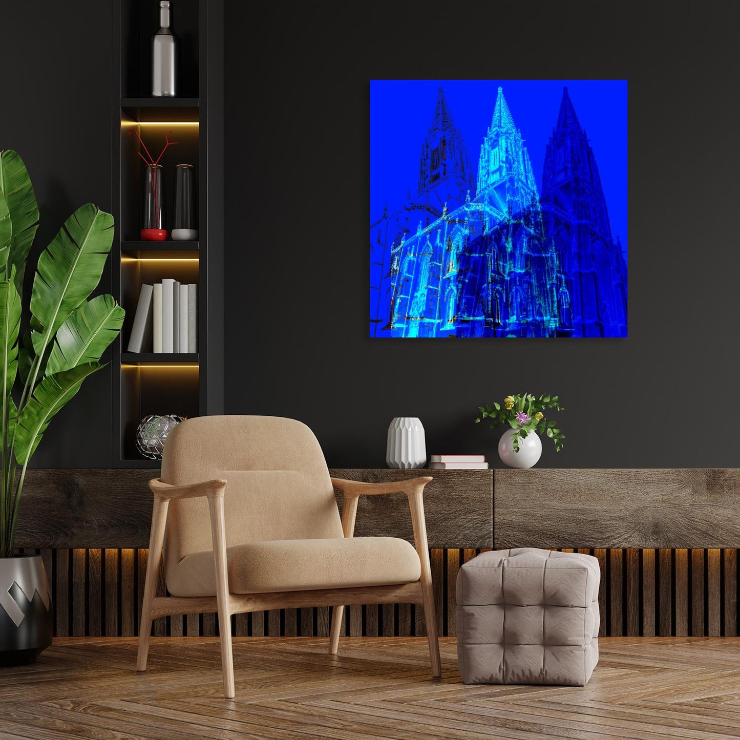 Acrylglasbild - Münster Lamberti Kirche Blau