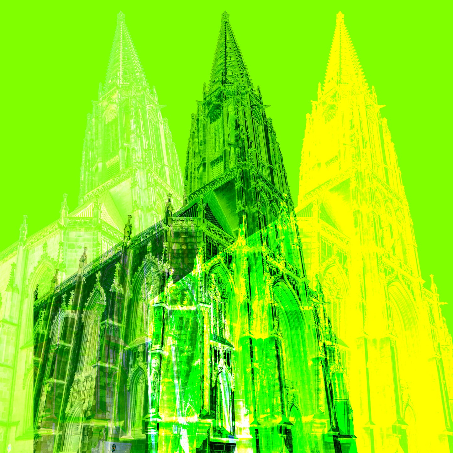 Acrylglasbild - Münster Lambertikirche Grün