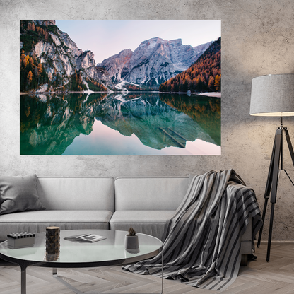 Acrylglasbild - Spiegelung am Pragser Wildsee