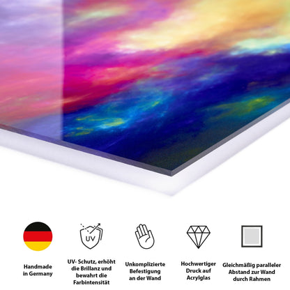 Acrylglasbild - Verschneiter Winterwald bei Sonnenuntergang
