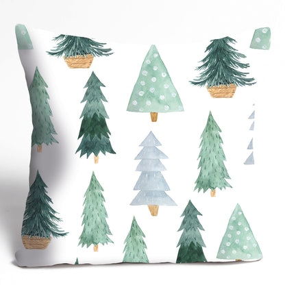 Kissenbezug - Winterlicher Tannenwald in Salbeigrün