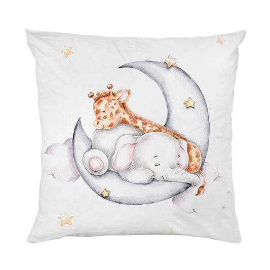 Kissenbezug - Kleine Giraffe und Elefant