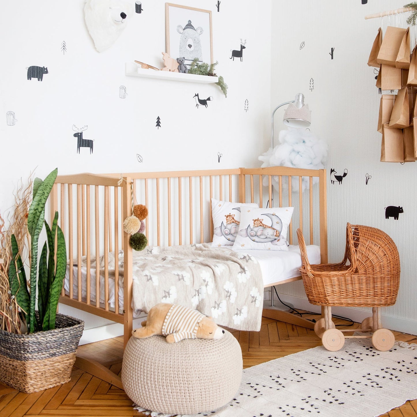 Kissenbezug - Kleine Giraffe und Elefant