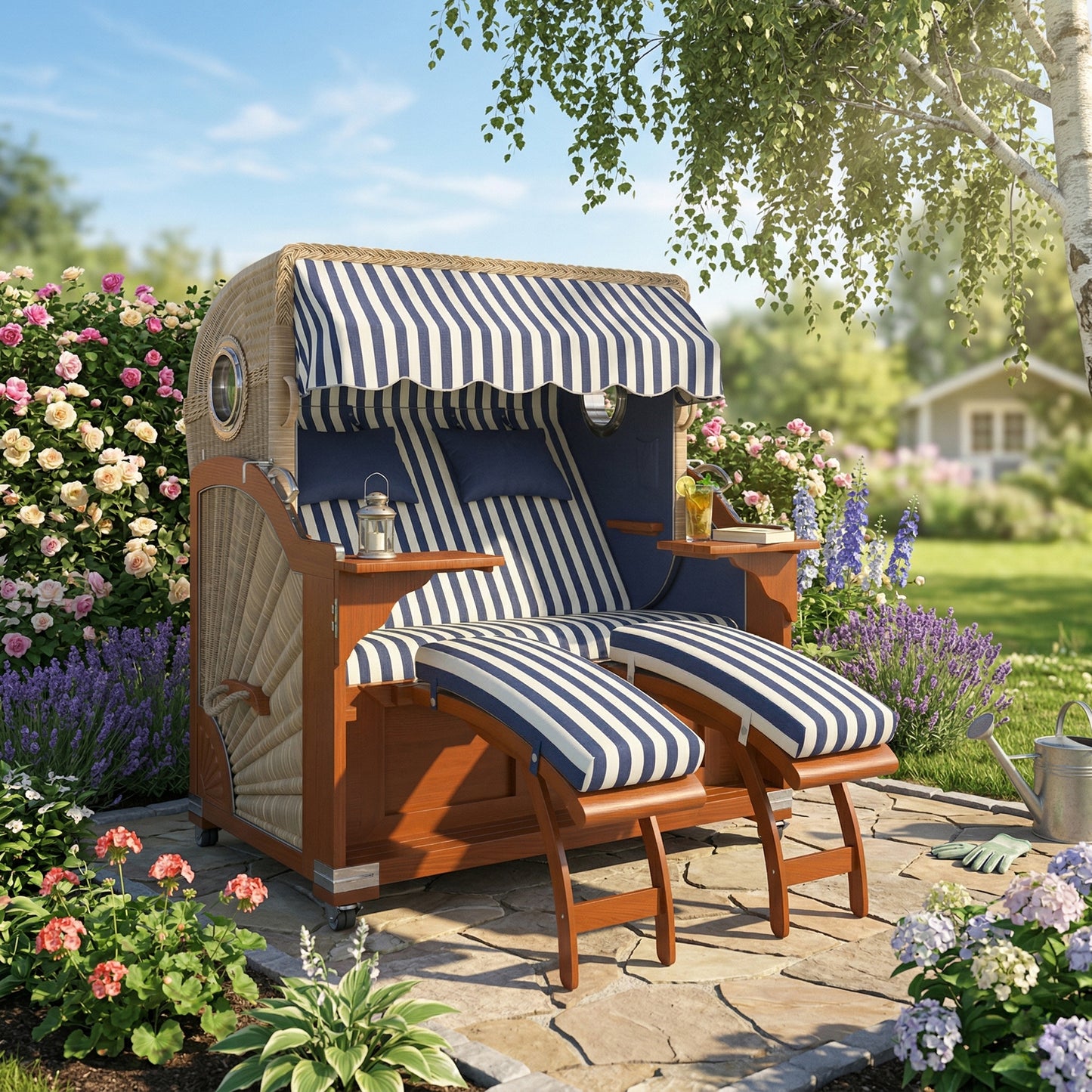 Beach chair WN Blue-Cream 