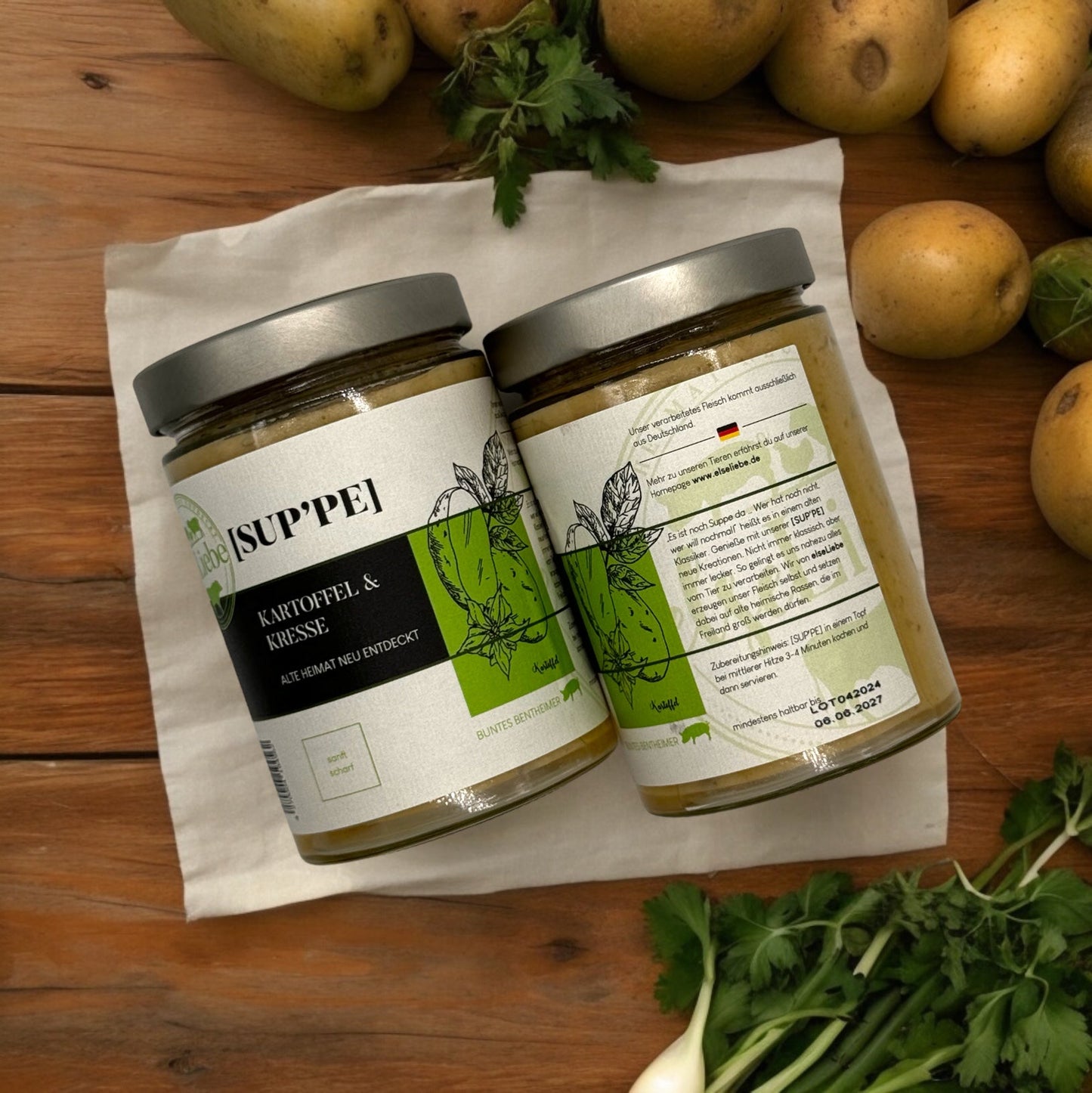 Kleine Genussbox mit Suppe und Leberwurst