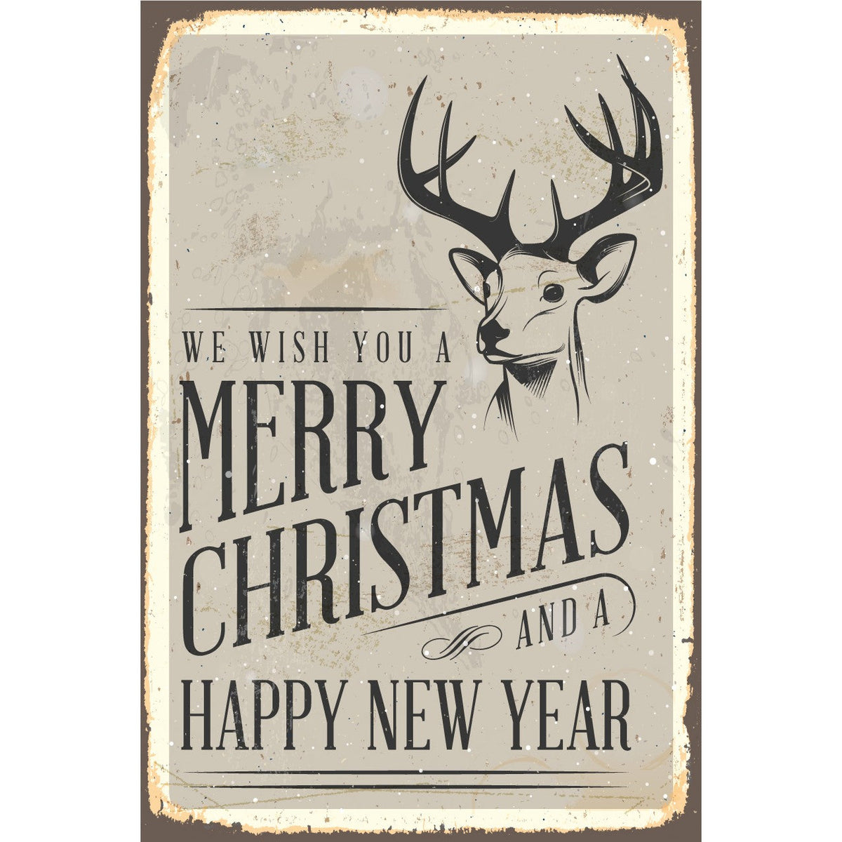 Blechschild - Merry Christmas Hirsch Vintage
