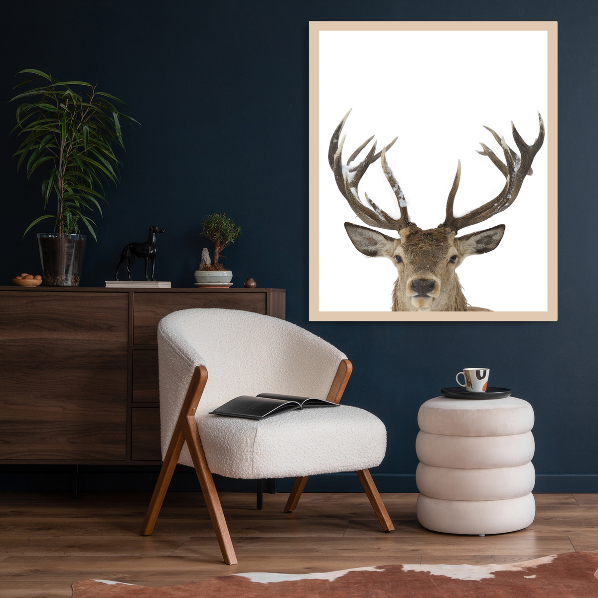 Rahmenbild - Hirsch Porträt Minimalistisch