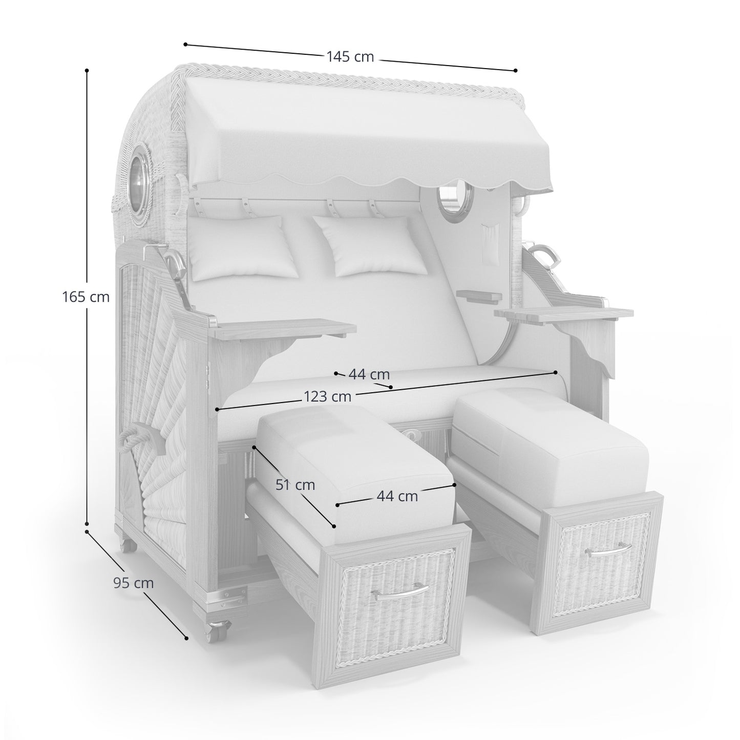 Strandkorb WN Natur-weiß