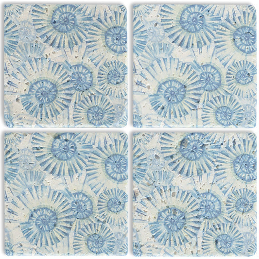 Steinuntersetzer-Set - Blue Shellfish