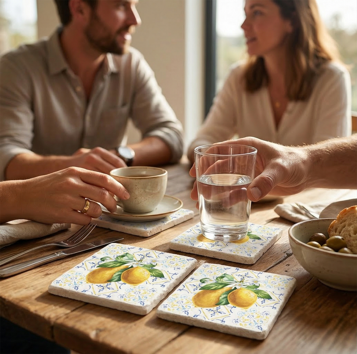Steinuntersetzer-Set - Italienische Zitrone