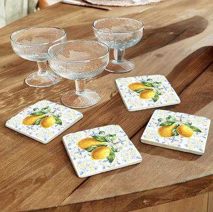 Steinuntersetzer-Set - Italienische Zitrone