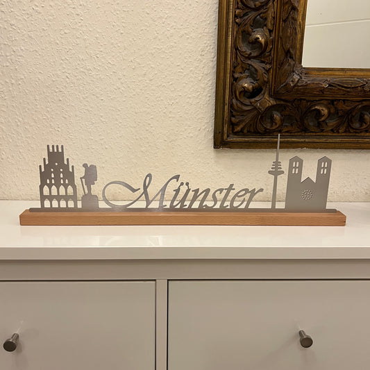 Münster Skyline auf Holzsockel