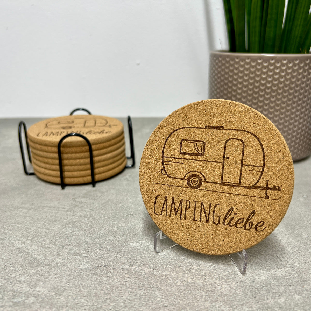 Korkuntersetzer "Campingliebe Retro"