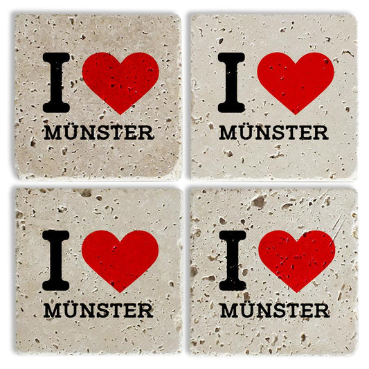 Steinuntersetzer-Set - I Love Münster