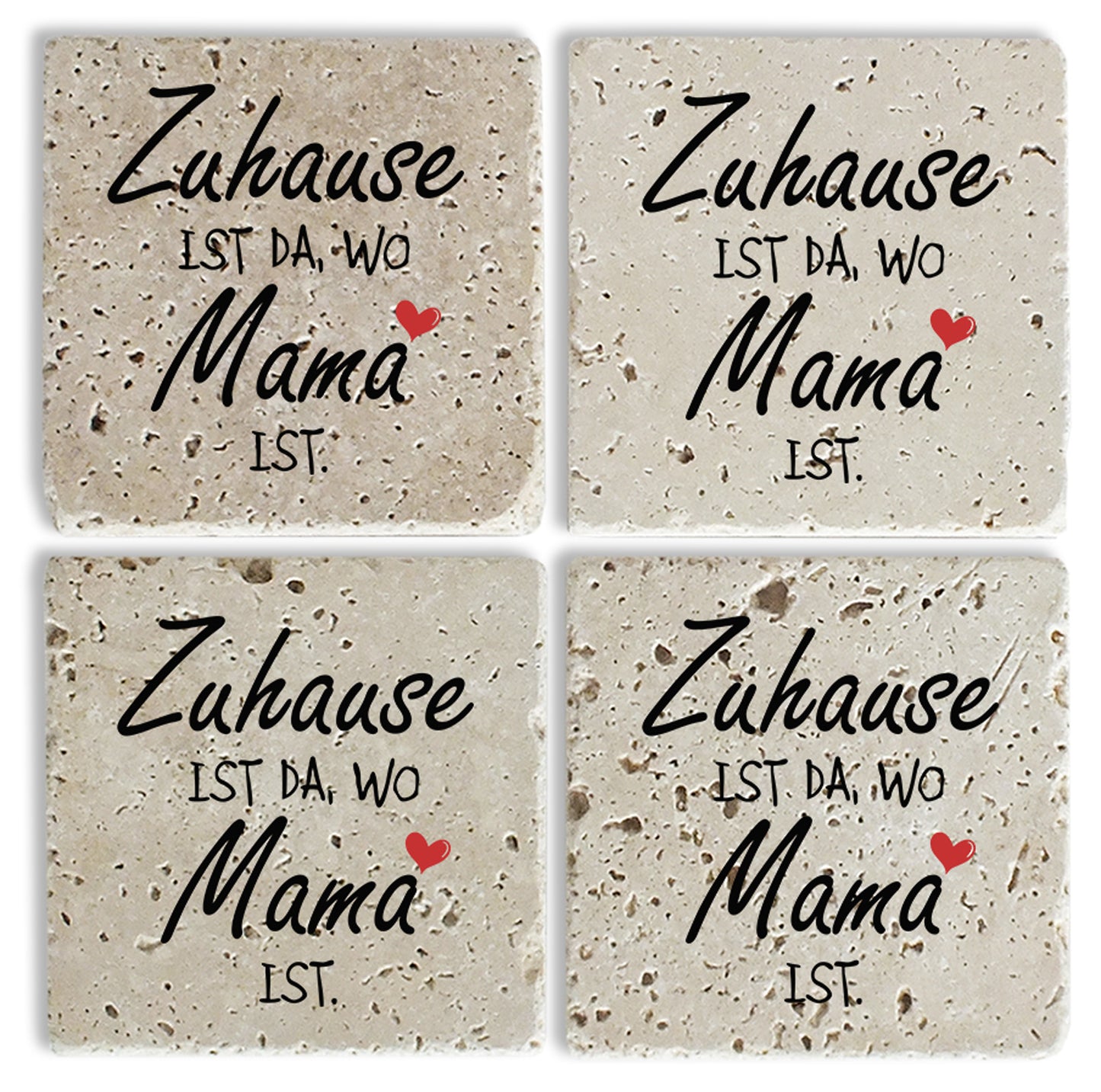 Steinuntersetzer-Set - Zuhause ist da...