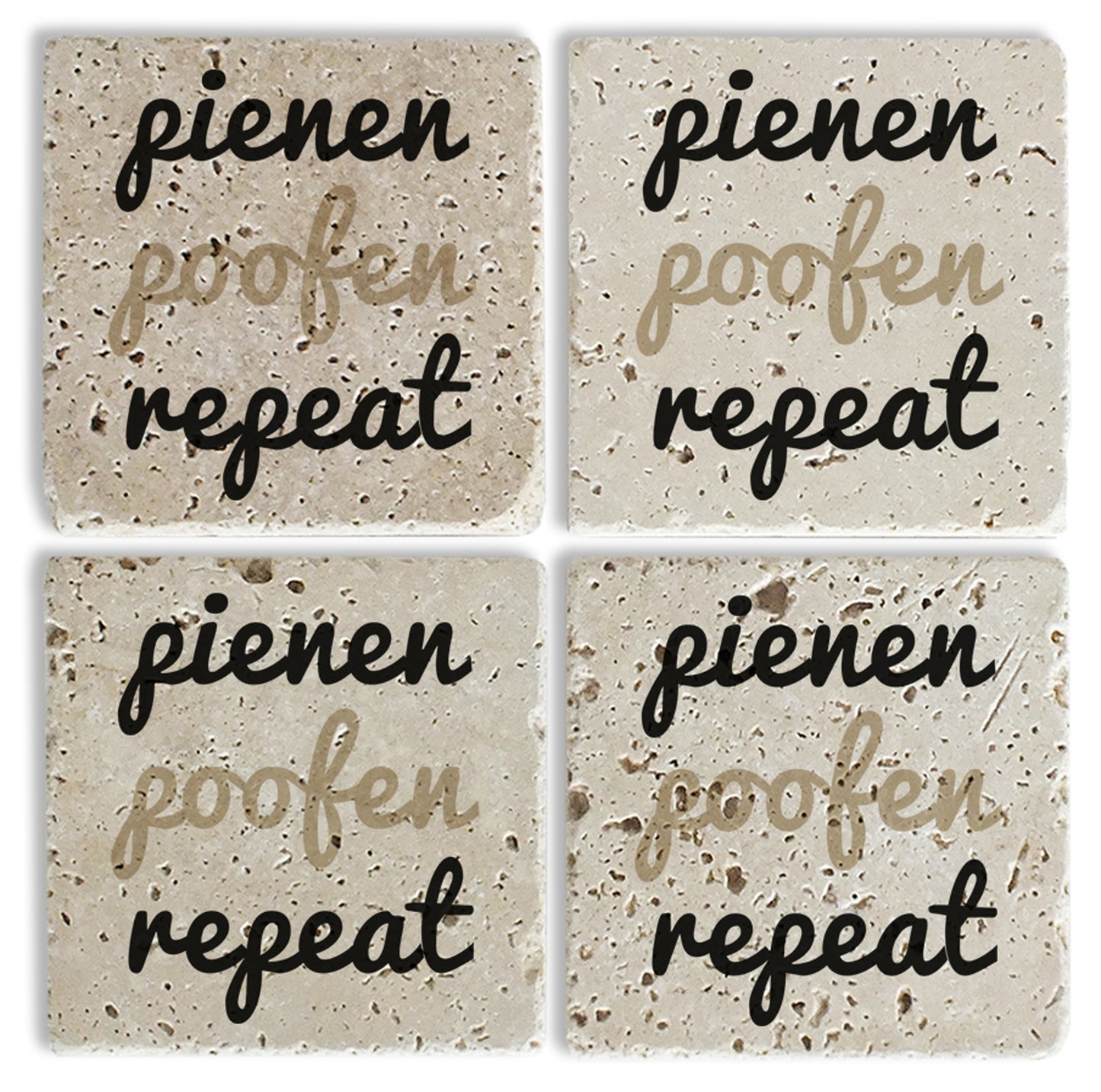 Steinuntersetzer-Set - Pienen Poofen Repeat