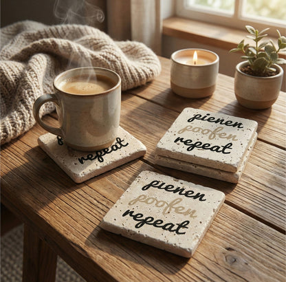 Steinuntersetzer-Set - Pienen Poofen Repeat