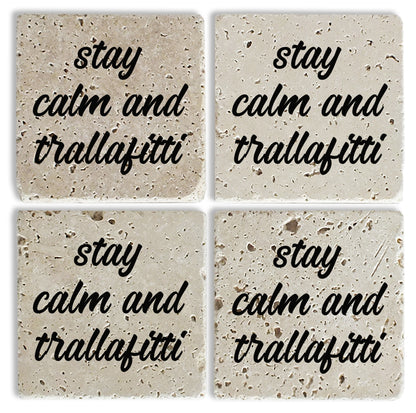 Steinuntersetzer-Set - Stay calm and trallafitt