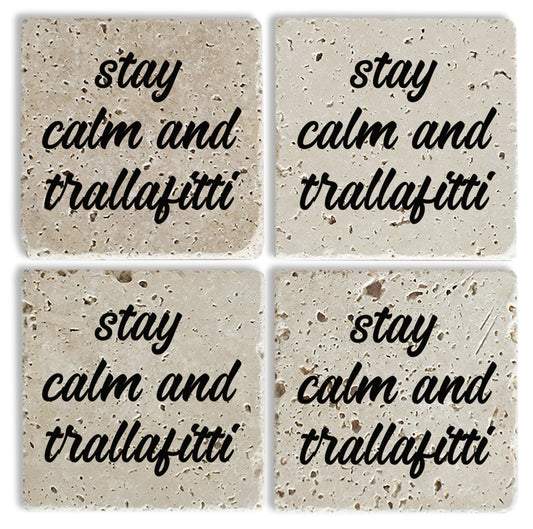 Steinuntersetzer-Set - Stay calm and trallafitt