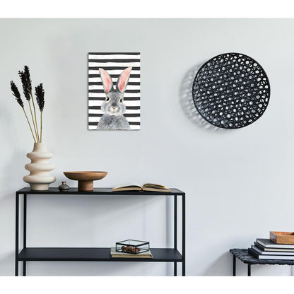 Blechschild - Streifenhase Schwarz Weiß