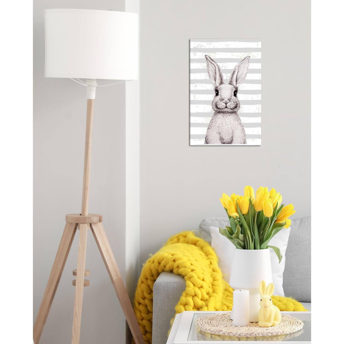 Blechschild - White Rabbit with stripes - Einrichtungsbeispiel Foto