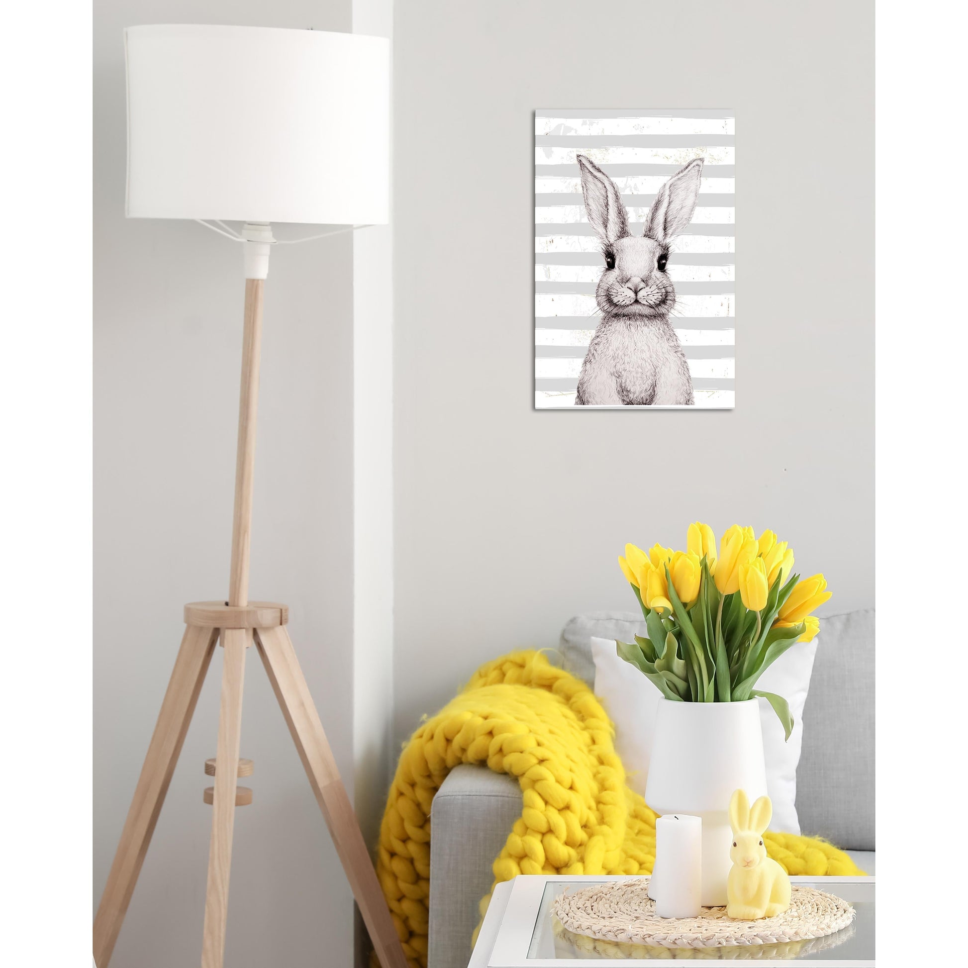 Blechschild - White Rabbit with stripes - Einrichtungsbeispiel Foto