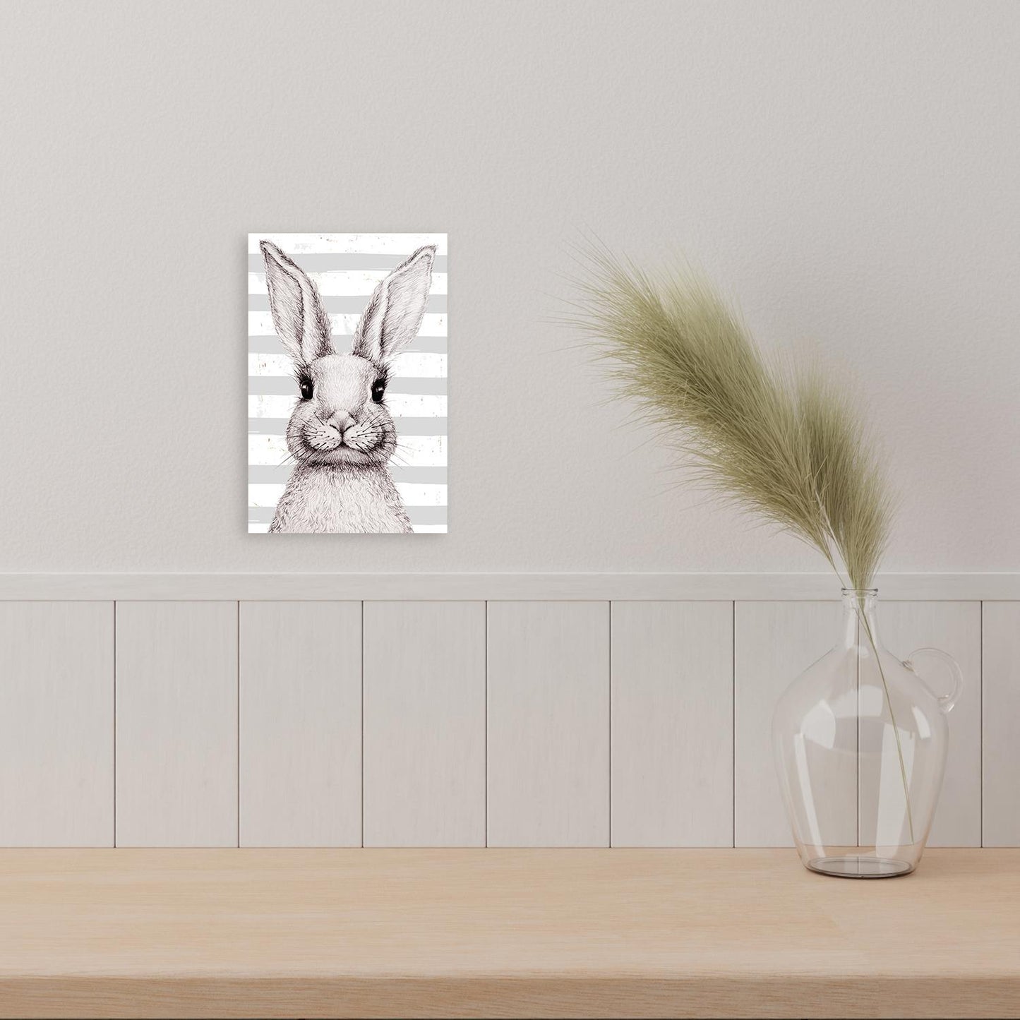 Blechschild - Streifenhase Hell