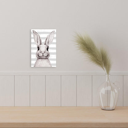 Blechschild - Streifenhase Hell