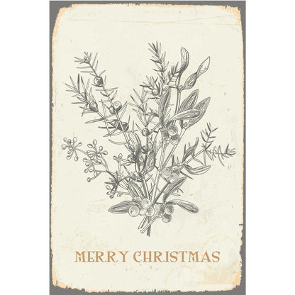 Blechschild - Merry Christmas Mistelzweig Vintage