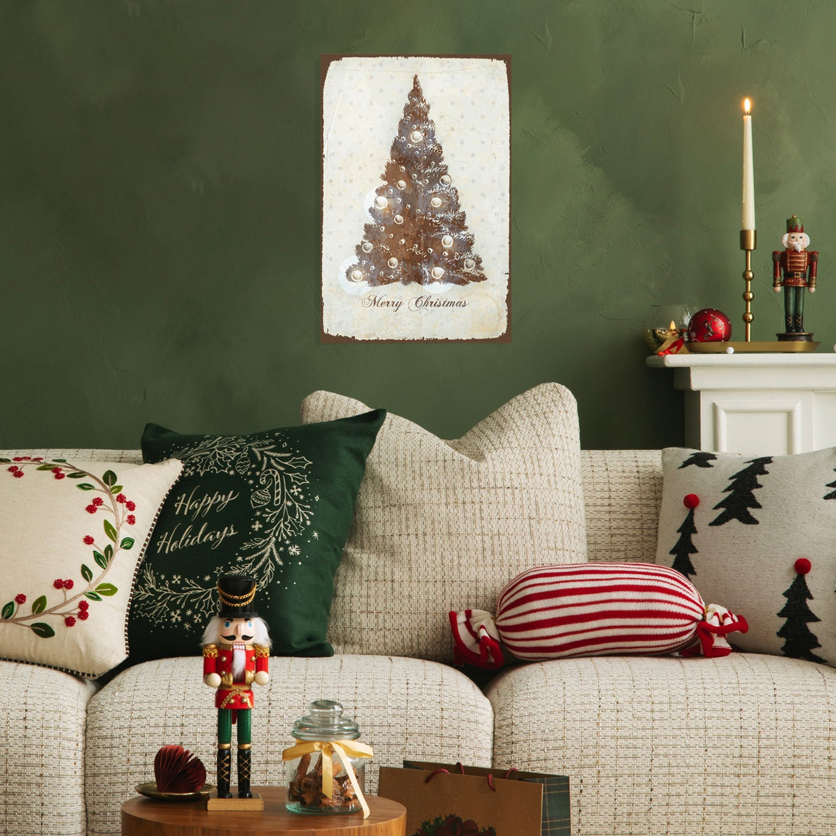 Blechschild - Festlicher Weihnachtsbaum Retro