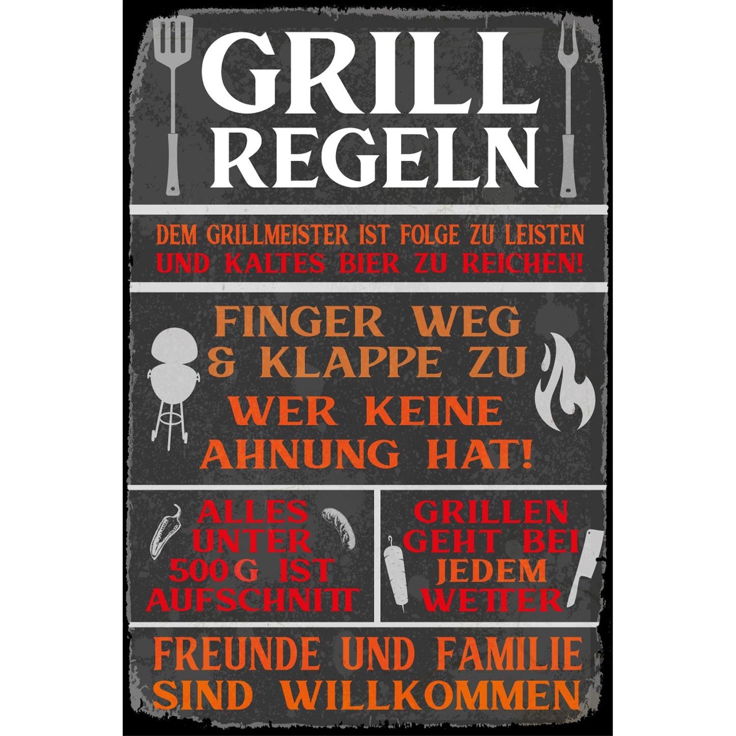 Blechschild - Grillregeln