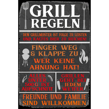 Blechschild - Grillregeln